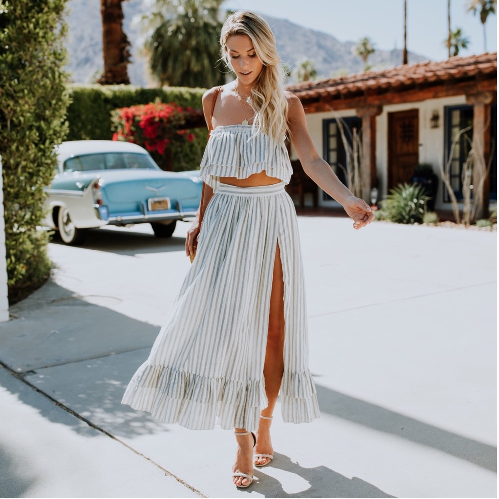 NWOT Striped Maxi Skirt with Slit